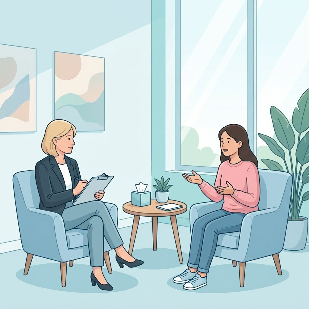 Illustration einer psychotherapeutischen Behandlung